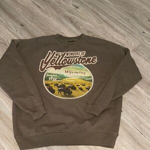 Wild Wonders of Yellowstone Brown Sweater